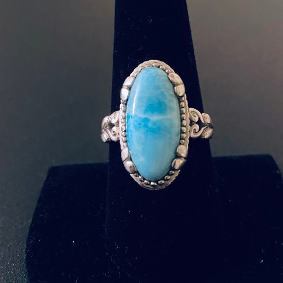 Larimar and Sterling Silver Ring, Size 8.75 - Picture 9 of 9